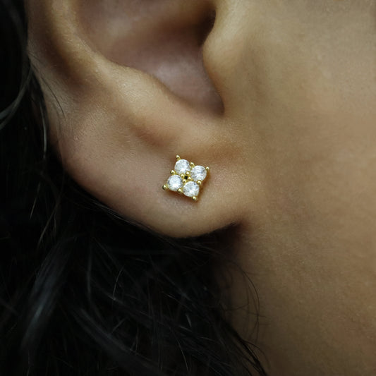 Clover Square Crystal Stud Earrings Abu Dhabi UAE