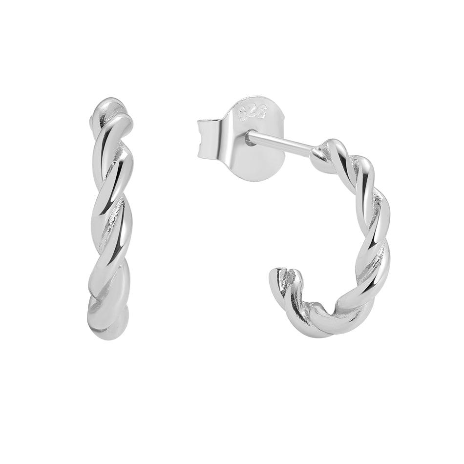 Silver Twisted Mini Hoop Earrings Abu Dhabi UAE