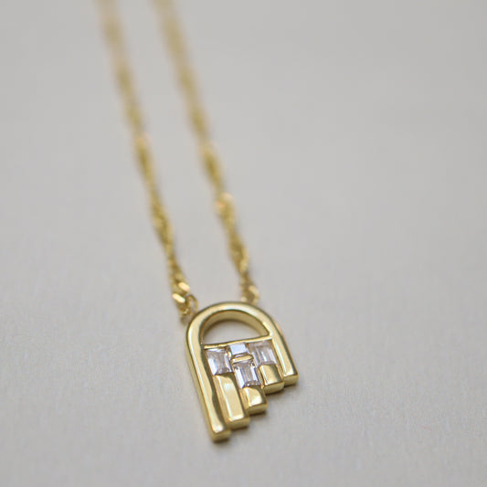 Gold Asymmetric Arc Necklace Abu Dhabi UAE