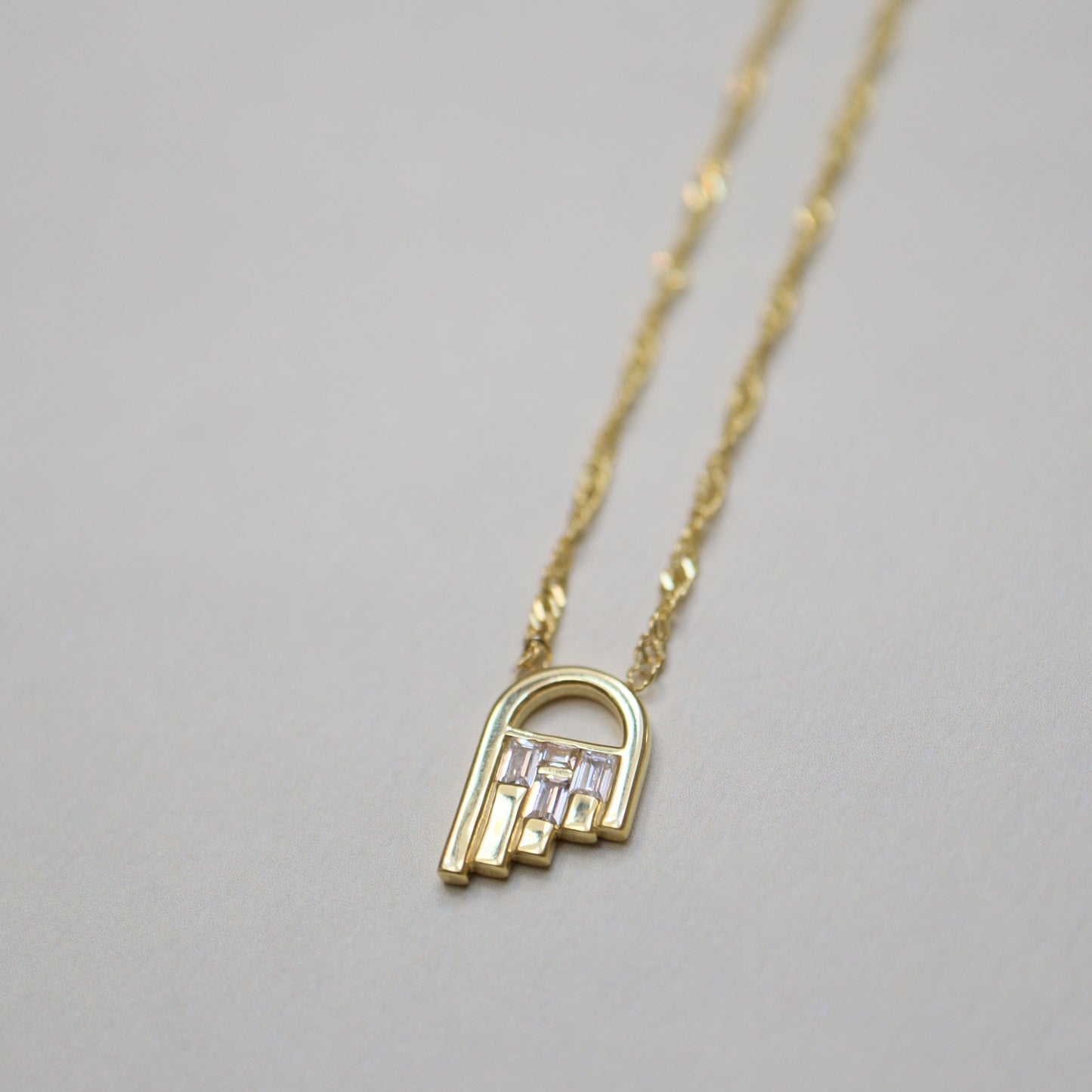 Gold Asymmetric Arc Necklace Abu Dhabi UAE