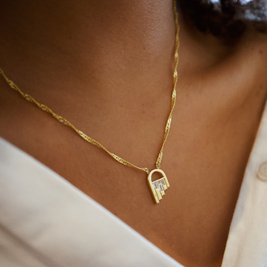 Gold Asymmetric Arc Necklace Abu Dhabi UAE