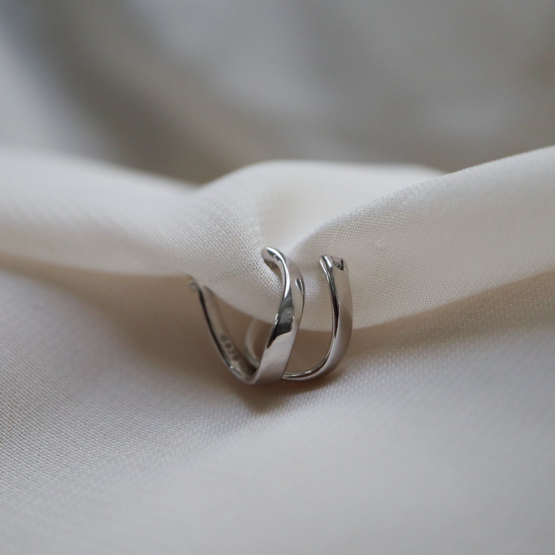 Silver Curved Hoop Earrings Abu Dhabi UAE
