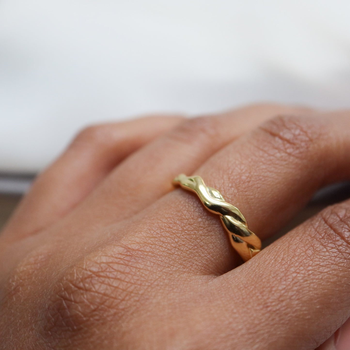 Gold Dainty Braided Ring Abu Dhabi UAE