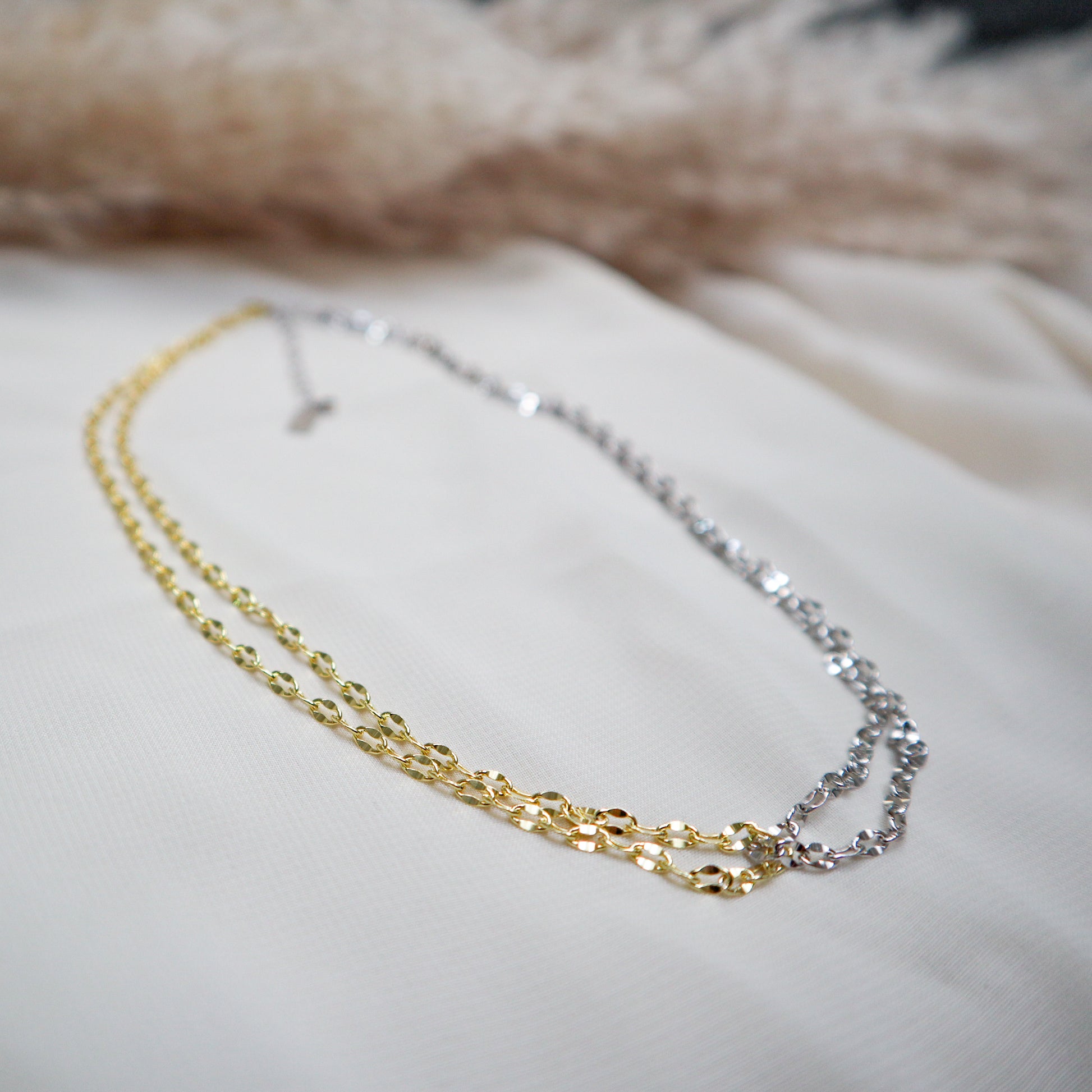 Looped Chains Silver and Gold Necklace Abu Dhabi UAE