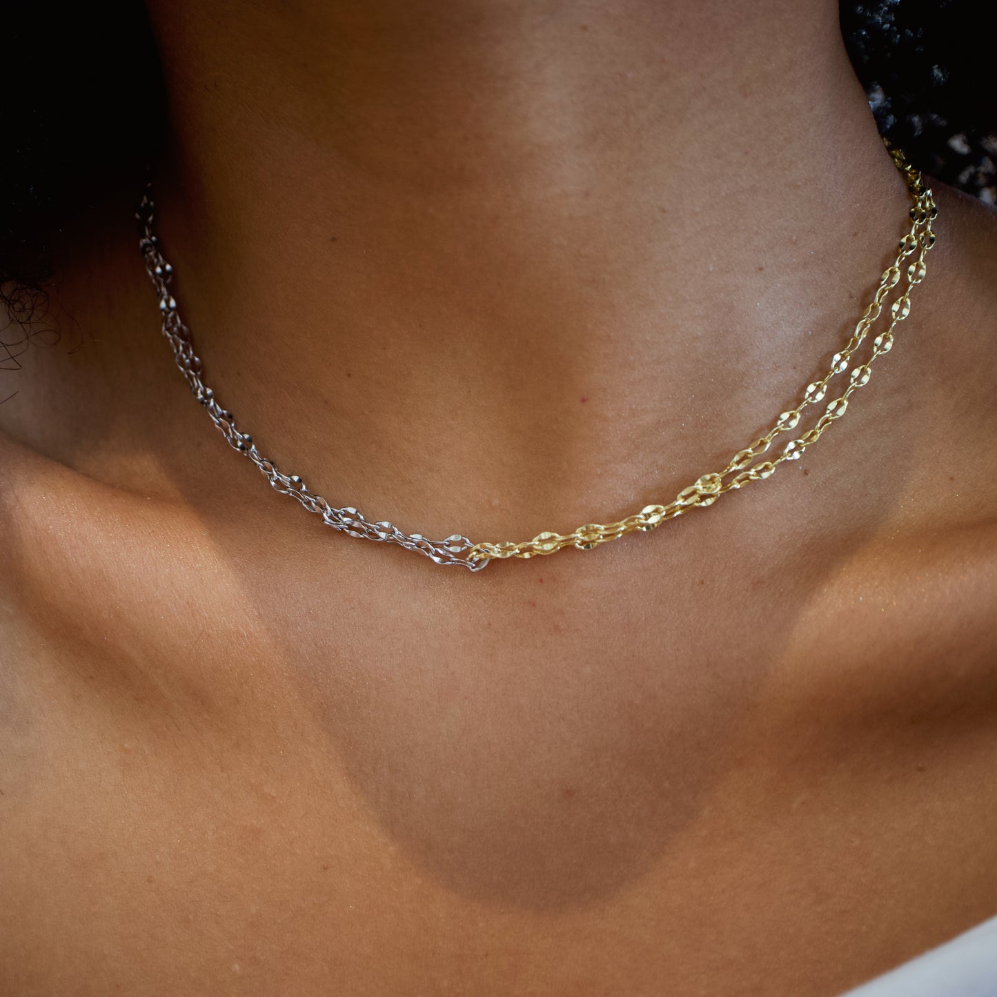 Looped Chains Silver and Gold Necklace Abu Dhabi UAE