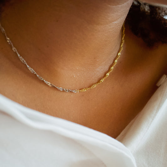 Dual-Toned Twisted Chain Necklace Abu Dhabi UAE