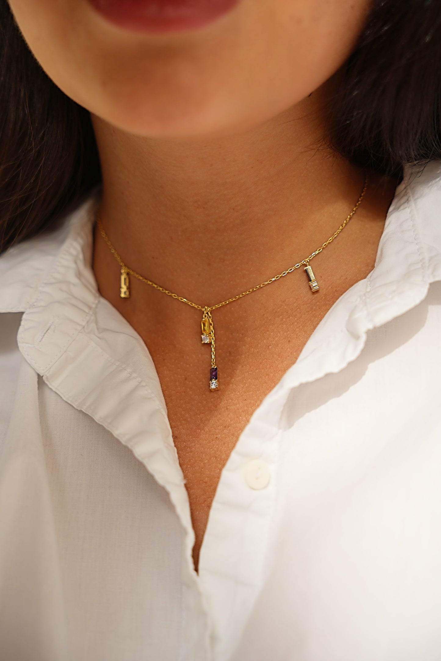 KYANITE | Baguette charms necklace