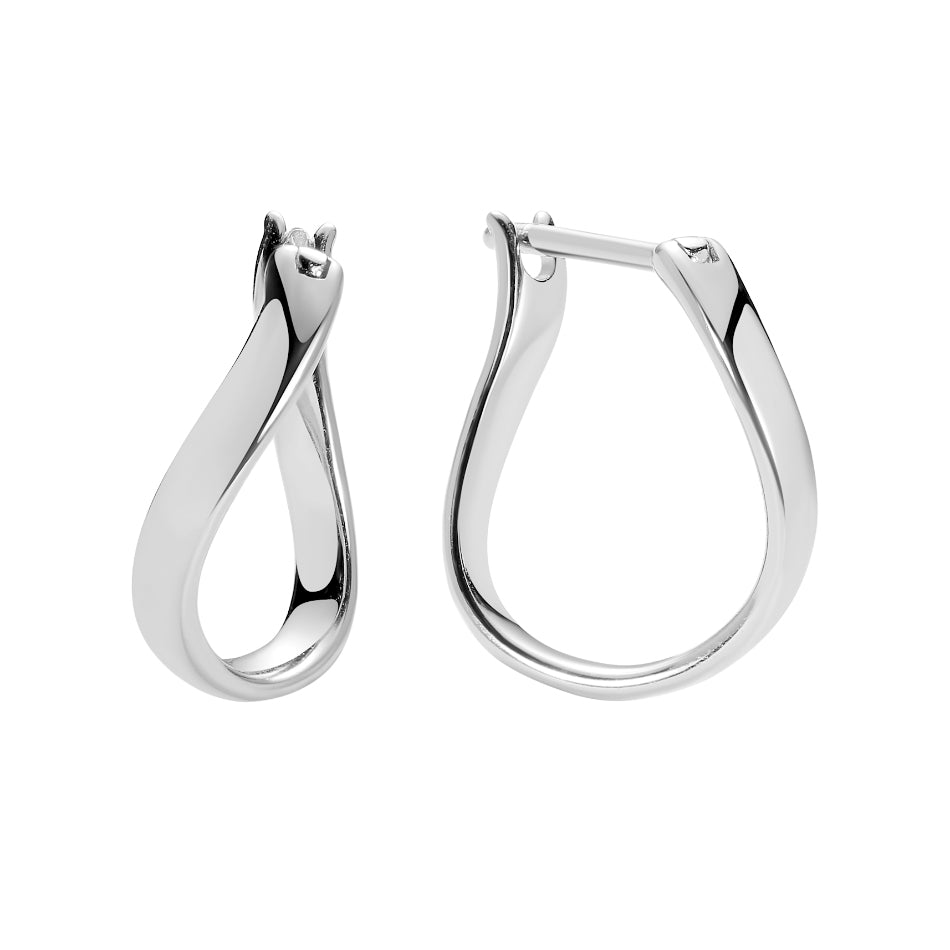 Silver Curved Hoop Earrings Abu Dhabi UAE