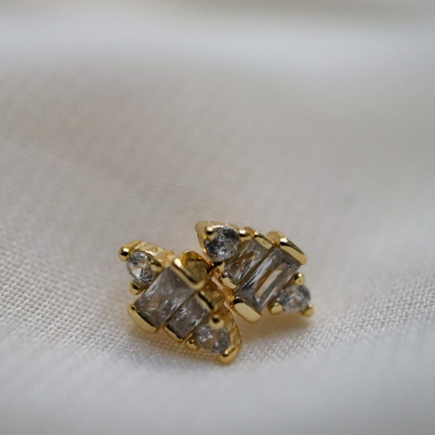 Gold Mini Geometric Crystal Stud Earrings Abu Dhabi UAE